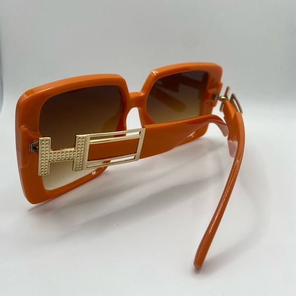 MUTYNE Orange RETRO Rectangular Square Oversized Sunglasses - GRADIENT LENSES - Picture 2 of 4